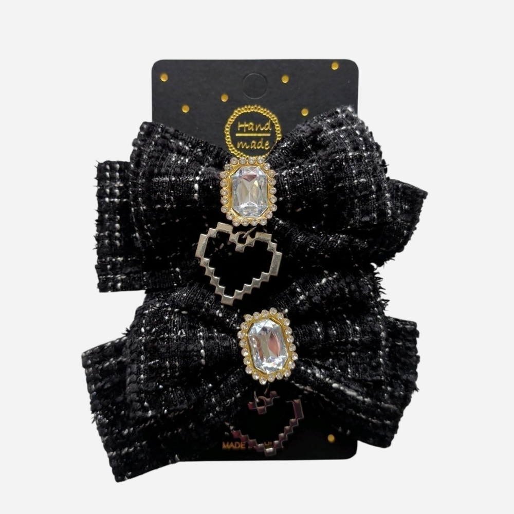 💖2/$25💖 Handmade jirai kei ryosangata tweed bow hair clips